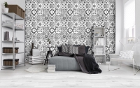 Клетка флизелиновые фотообои 312x219 см Черно-белая плитка (10854VEXXL) +клей