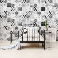 Флизелиновые фотообои 368x254 см Черно-белая плитка - мозаика (10855V8) +клей
