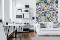 Флизелиновые фотообои геометрия 206x275 см Красочные разноцветные плитки (10856VEA)+клей - вид 5 миниатюра