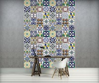 Флизелиновые фотообои геометрия 206x275 см Красочные разноцветные плитки (10856VEA)+клей - вид 6 миниатюра