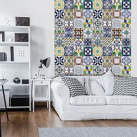 Флизелиновые фотообои абстракция 184x254 см Красочные разноцветные плитки (10856V4A)+клей