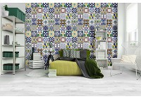 Флизелиновые фотообои для спальни 368x280 см Красочные разноцветные плитки (10856V10) +клей