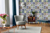 Флизелиновые фотообои в клетку 312x219 см Красочные разноцветные плитки (10856VEXXL) +клей