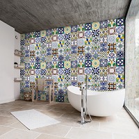 Флизелиновые фотообои абстракция на стену 416x254 см Красочные разноцветные плитки (10856VEXXXL) +клей