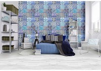 Флизелиновые фотообои абстракция 312x219 см Красочные синие плитки (10857VEXXL) +клей