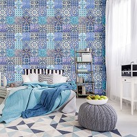 Флизелиновые фотообои 460x300 см Красочные синие плитки (10857V12) +клей