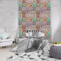 Флизелиновые фотообои геометрия 184x254 см Разноцветные красочные плитки (10858V4A)+клей