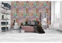 Флизелиновые фотообои абстрактные 368x254 см Разноцветные красочные плитки (10858V8) +клей