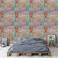 Флизелиновые фотообои в клетку 460x300 см Разноцветные красочные плитки (10858V12) +клей