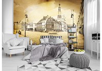 Флизелиновые фотообои Винтажный город Познань в сепии (10861V)+клей