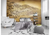 Флизелиновые фотообои город в интерьере фото Винтажный Пляж в сепии (10864V)+клей