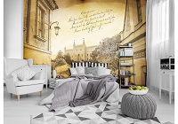 Буквы флизелиновые фотообои 416x290 см Винтажный город Люблин в сепии (10865VEXXXXL) +клей