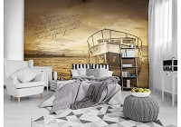 Флизелиновые фотообои море корабль 312x219 см Винтажная Лодка в сепии (10867VEXXL) +клей