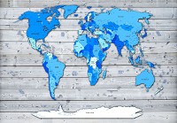 Флизелиновые фотообои 460x300 см Синяя карта мира на серых досках (10868V12) +клей - вид 1 миниатюра