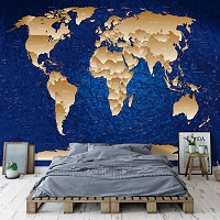 Флизелиновые фотообои 368x254 см Карта мира в сепии (10870V8) +клей