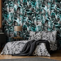 Флизелиновые фотообои птицы 460x300 см Красивые зеленые перья (10921V12) +клей