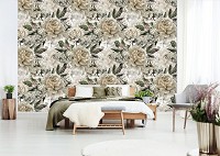 Флизелиновые фотообои цветы 460x300 см Бежевые пионы (10934V12) +клей