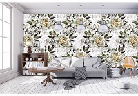 Флизелиновые фотообои цветы 416x254 см Золотые пионы (10935VEXXXL) +клей