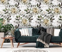 Квіти флізелінові фотошпалери 416x290 см Золоті півонії (10935VEXXXXL) +клей