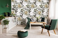 Флизелиновые фотообои цветы на стену 460x300 см Золотые пионы (10935V12) +клей - вид 8 миниатюра