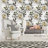 Флизелиновые фото обои узоры цветы 312x219 см Золотые пионы (10935VEXXL) +клей