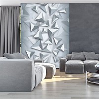 Флизелиновые фотообои с геометрией 184x254 см Пирамиды 3D на сером фоне (10937V4A)+клей