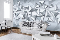 Геометрия на флизелиновых фото обоях 416x254 см Пирамиды 3D на сером фоне (10937VEXXXL) +клей