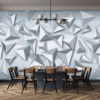 3д флизелиновые фотообои фото 254x184 см Пирамиды на сером фоне (10937V4)+клей