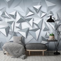 Три де флизелиновые фотообои 368x254 см Пирамиды 3D на сером фоне (10937V8) +клей