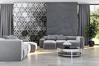 Абстрактные флизелиновые фотообои на стену 206x275 см Черно-белая мозаика из ромбов (10938VEA)+клей