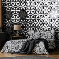 Абстракция флизелиновые фотообои на стену 254x184 см Черно-белая мозаика из ромбов (10938V4)+клей