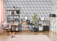 Флизелиновые фотообои искусство 460x300 см 3D Мозаика из серых кубиков (10940V12) +клей