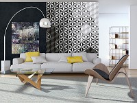 Абстракция флизелиновые фотообои на стену 206x275 см 3D Черно-белая мозаика из кубиков (10941VEA)+клей