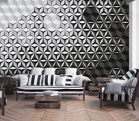 Флизелиновые фотообои искусство 520x318 см 3D Черно-белая мозаика из кубиков (10941VEXXXXXL) +клей