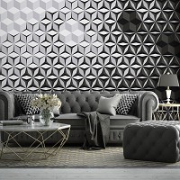 Флизелиновые фотообои 3d абстракция Черно-белая мозаика из кубиков (10941V)+клей
