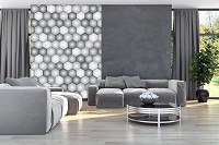 Флизелиновые фотообои 206x275 см Серые 3D соты (10942VEA)+клей