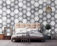 Флизелиновые фотообои искусство Серые 3D соты (10942V)+клей