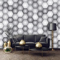 Флизелиновые фотообои в коридор 416x290 см Серые 3D соты (10942VEXXXXL) +клей