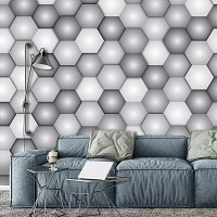 Искусство флизелиновые фотообои 520x318 см Серые 3D соты (10942VEXXXXXL) +клей