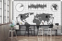 Готовые флизелиновые фотообои 416x290 см Карта мира из пикселей (10944VEXXXXL) +клей