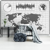 Популярные флизелиновые фотообои 368x280 см Карта мира из пикселей (10944V10) +клей