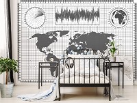 Флизелиновые фотообои красивые 368x254 см Карта мира из пикселей (10944V8) +клей