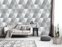 Флизелиновые фотообои геометрия в интерьере 416x254 см Шаблон Треугольников (10952VEXXXL) +клей