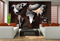 Флизелиновые фотообои на всю стену 416x290 см Современная карта мира (10953VEXXXXL) +клей