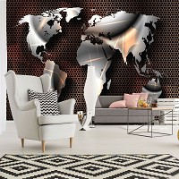 Флизелиновые фотообои в интерьере 416x254 см Современная карта мира (10953VEXXXL) +клей