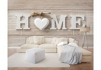 Флизелиновые фотообои под старые доски 254x184 см Надпись HOME на досках (10963V4)+клей