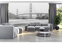 Флізелінові фотошпалери море пляж 254x184 см Чорно-білий міст Золоті ворота (10965V4)+клей