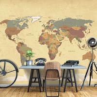 Фотошпалери флізелінові 368х254 см Карта світу коричнева (10973V8)+клей