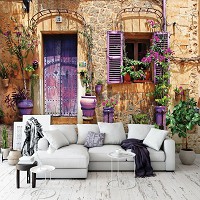 Флизелиновые красивые фото обои города Лавандовая улица (11041V)+клей