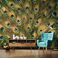 Флизелиновые фотообои 312x219 см павлинье перо (11045VEXXL) +клей
